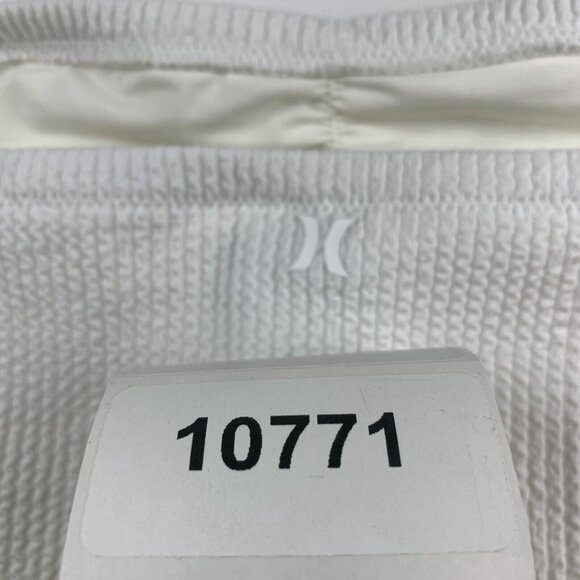 Hurley Tube Top Women Large White Textured Beach Ruched Sweetheart Neck Swimwear - Picture 7 of 7